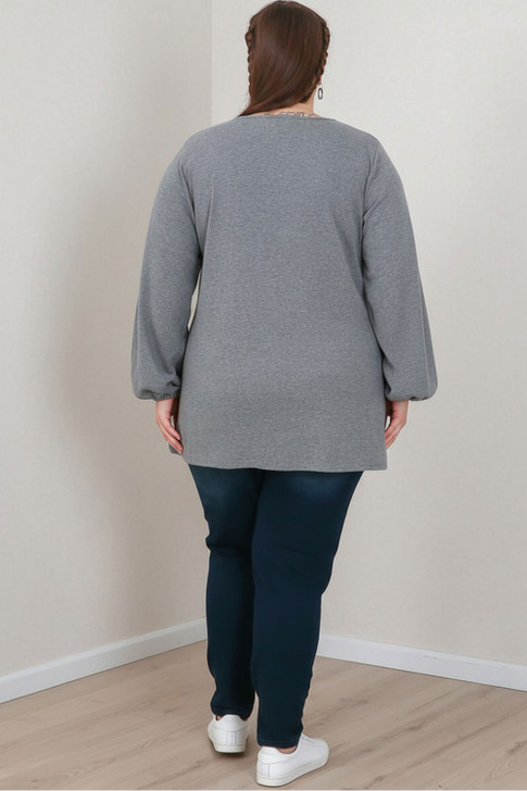 Plus Size Every Day Waffle Top In Grey