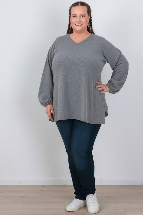 Plus Size Every Day Waffle Top In Grey