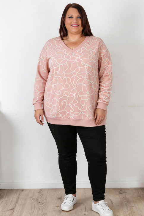 Pink Swirl Cotton Stretch Jumper
