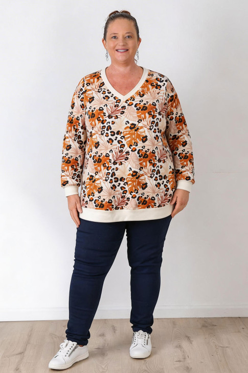 Plus Size Leopard Jungle Sweater Top
