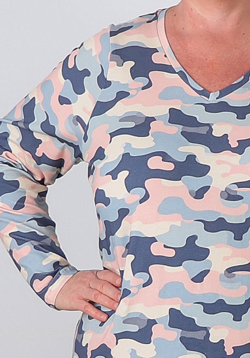 Plus Size Stretch Cotton Sunset Skies Camo Top