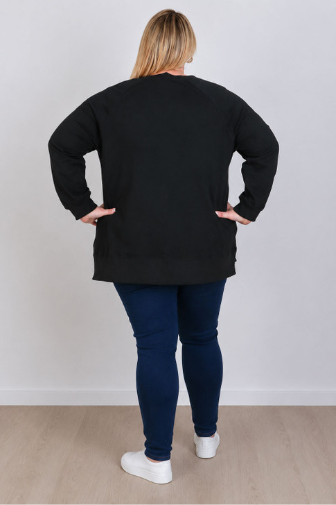 ***2nds Deep V Neck Black Sweater Top