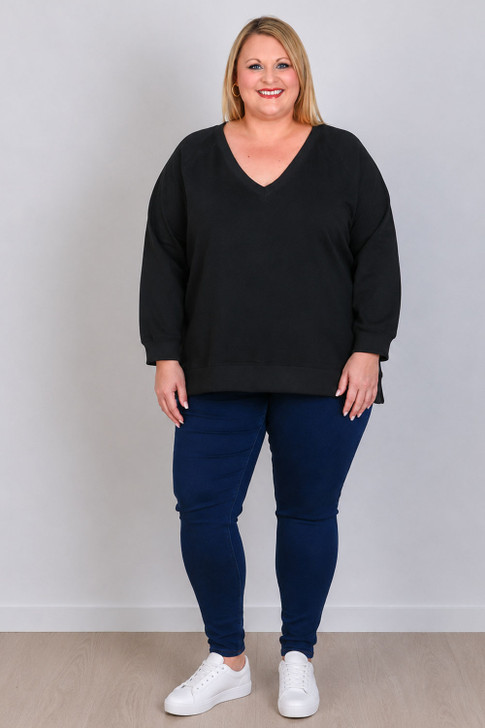 ***2nds Deep V Neck Black Sweater Top