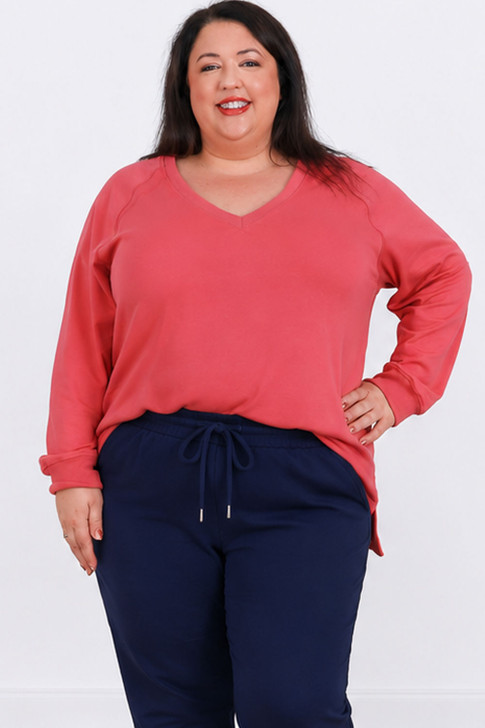 ***2nds Deep V Neck Pink Sweater Top