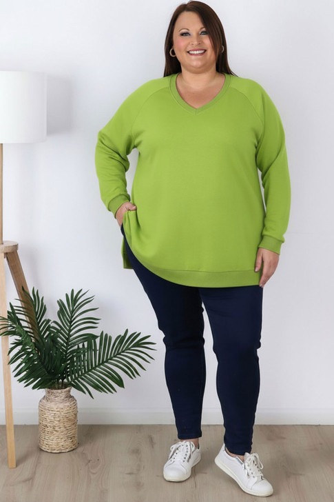 Plus Size Super Soft Apple Green Sweater Top