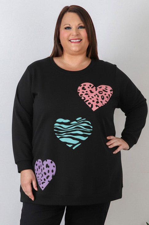 Black Knit Jumper With Hearts