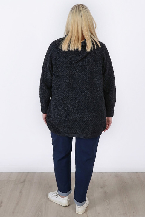 Plus Size Cosy Chenille Hoodie in Charcoal  Curvaceous  Sizes 18 to 32 