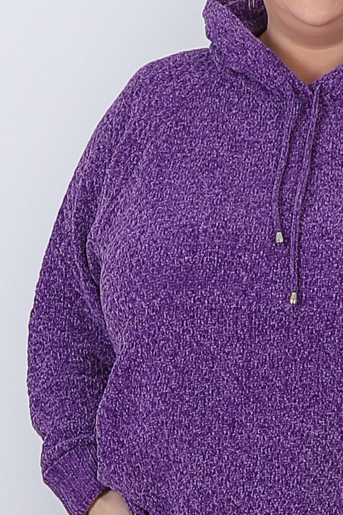 Plus Size Cosy Chenille Hoodie in Purple