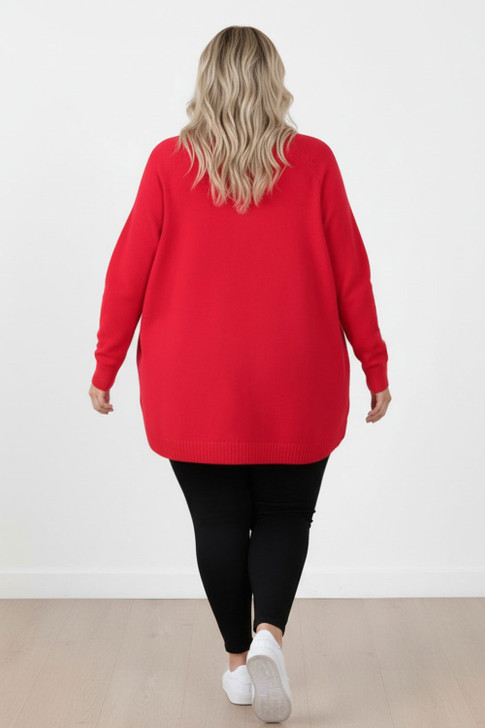 Plus Size Cotton Knit Red Jumper