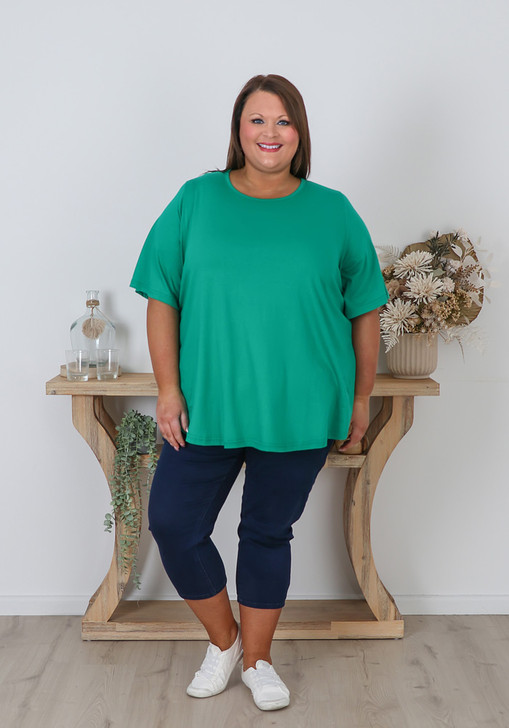 Plus Size Round Neck Tee In Emerald