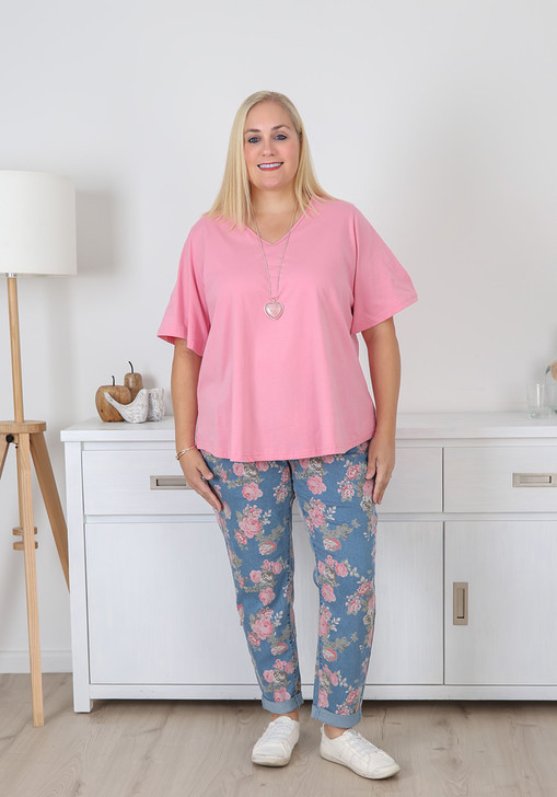 plus size light pink curved hem tee