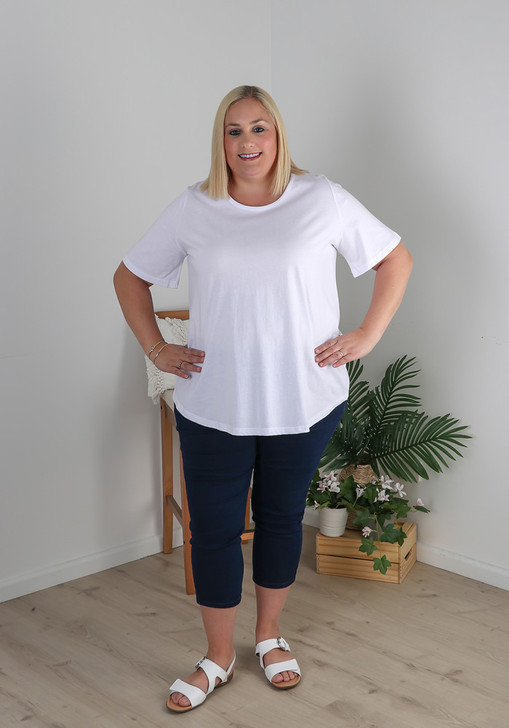Plus Size Cotton Round Neck Everyday Tee In White