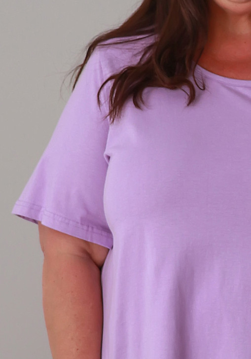 Plus Size Cotton Round Neck Everyday Tee In Lilac 