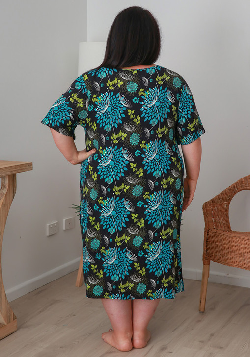 Plus Size Bamboo Nightie In Floral Burst Print