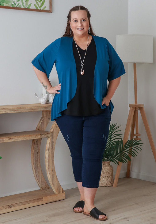 Plus Size Stretch Bolero In Teal