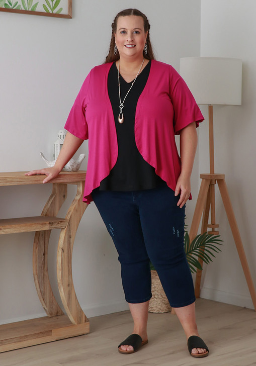 Plus Size Stretch Bolero In Magenta
