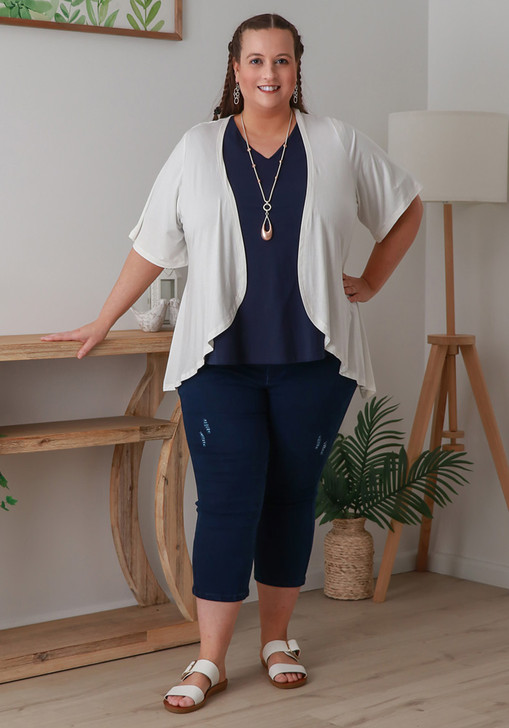 Plus Size Stretch Bolero In White
