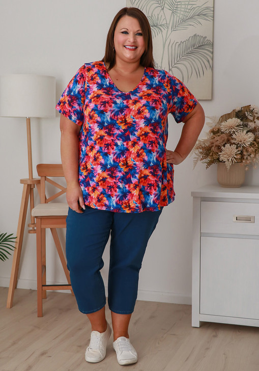 plus size floral short sleeve tee 