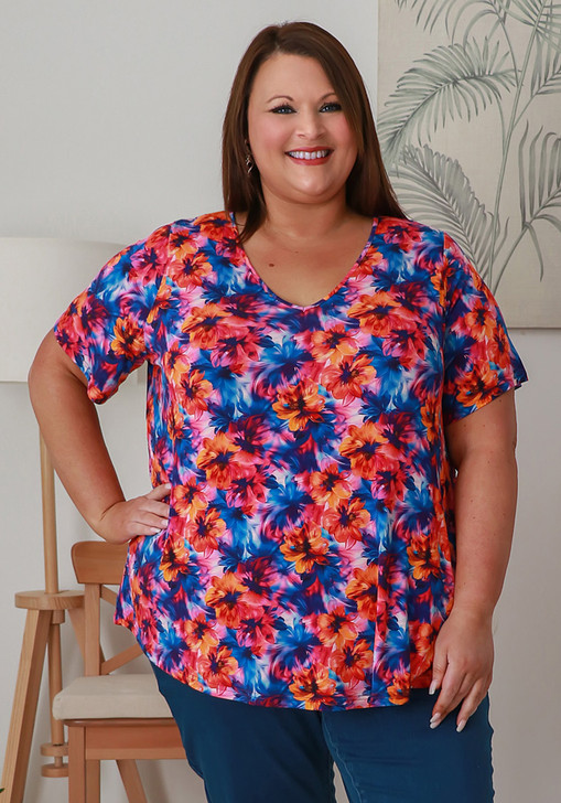 plus size floral short sleeve tee 