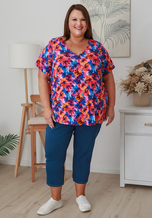 plus size floral short sleeve tee 