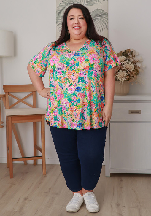 Stretch Bamboo Tee In Sundrenched Floral 