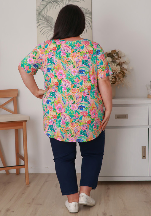 plus size floral summer short sleeve top