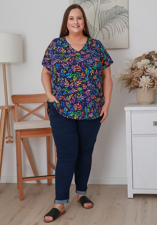 Plus Size Multi Leaf Short sleeve bamboo tee 