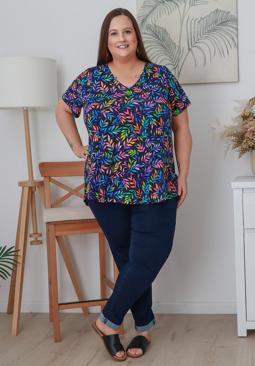 Plus Size Multi Leaf Short sleeve bamboo tee 