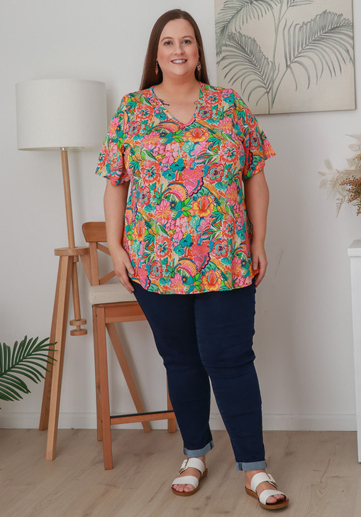 Plus Size Stretch Rayon Tee in Floral Fusion