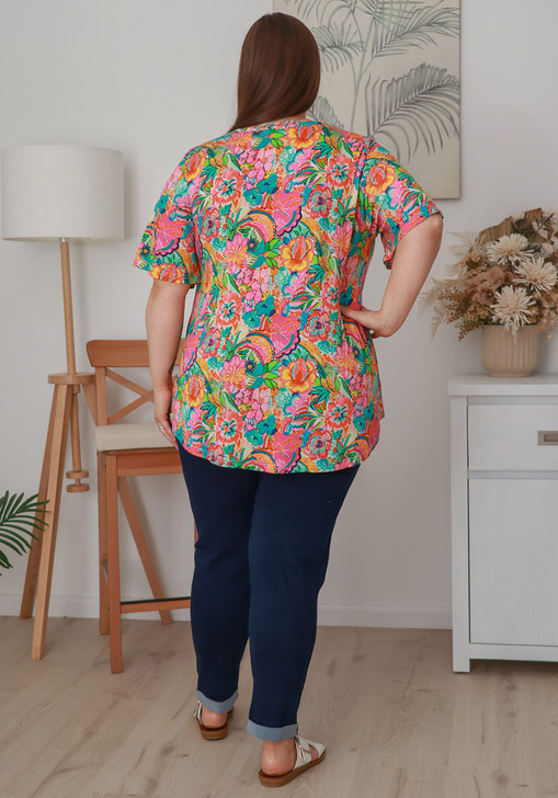 Plus Size Stretch Rayon Tee in Floral Fusion