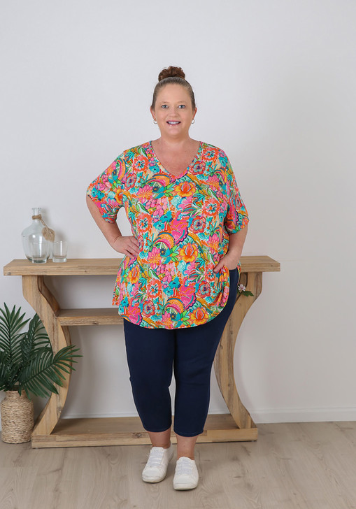 Plus Size Summer Floral Fusion Top 