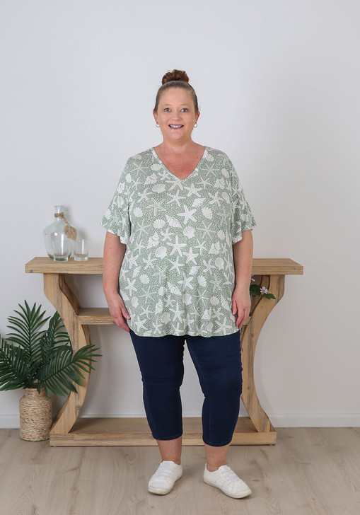 Plus Size Summer Starfish and Shells Top 