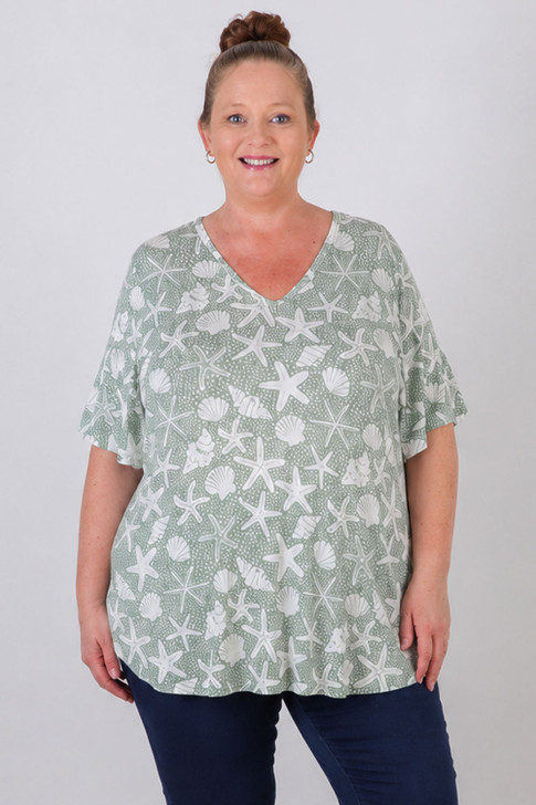 Starfish and Shells Short Sleeve Top