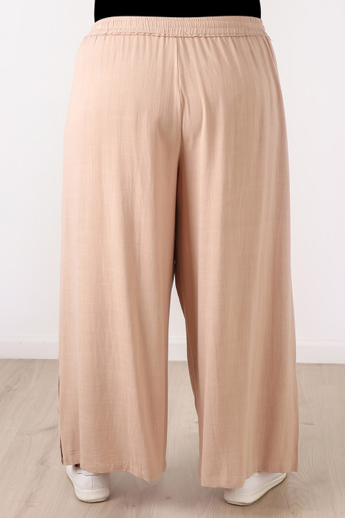 Plus Size Linen Blend Wide Leg Pant 