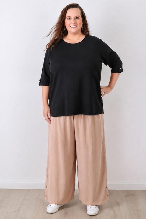 Plus Size Linen Blend Wide Leg Pant 