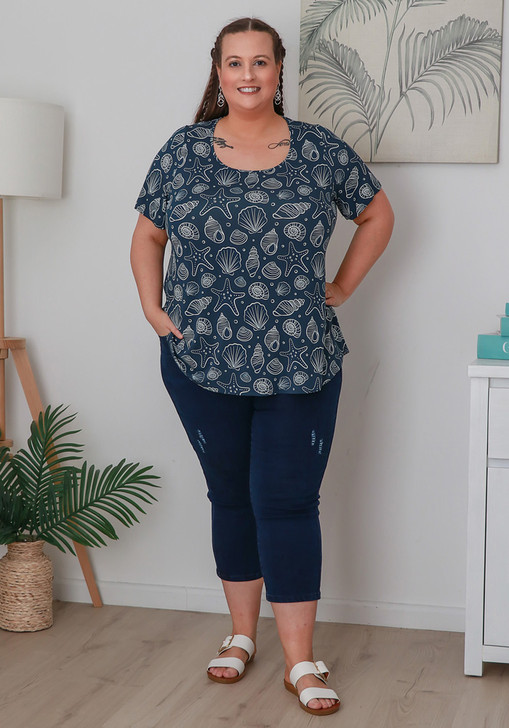 Plus Size Scoop Neck Bamboo Tee in Seashell