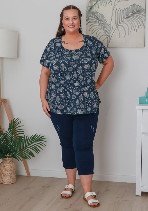 Plus Size Scoop Neck Bamboo Tee in Seashell