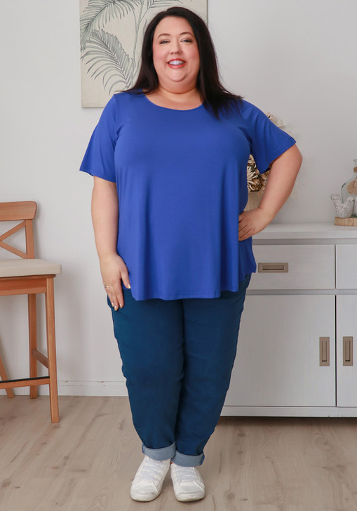 Plus Size Scoop Neck Bamboo Tee In Blue