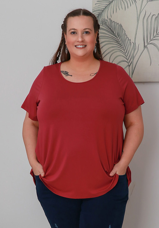 Plus Size Scoop Neck Bamboo Tee in Boysenberry
