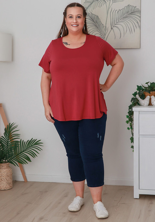 Plus Size Scoop Neck Bamboo Tee in Boysenberry