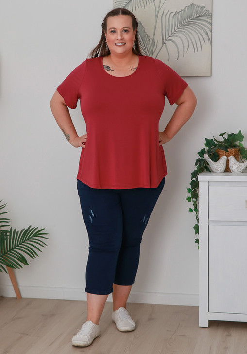 Plus Size Scoop Neck Bamboo Tee in Boysenberry
