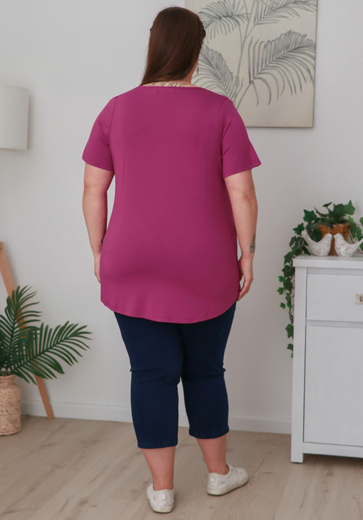 Plus Size Scoop Neck Bamboo Tee in Boysenberry