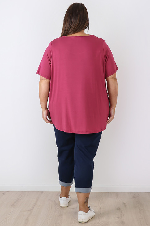 Scoop Neck Bamboo Tee In Boysenberry