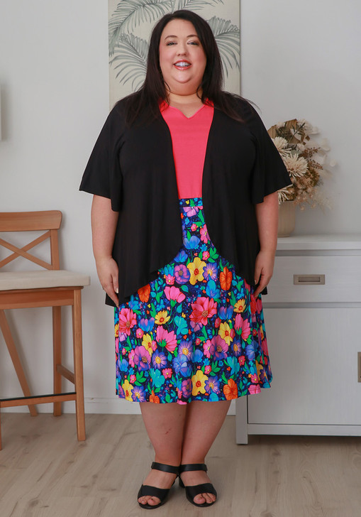Plus Size Bamboo Short Stretch Skirt In Bold Floral