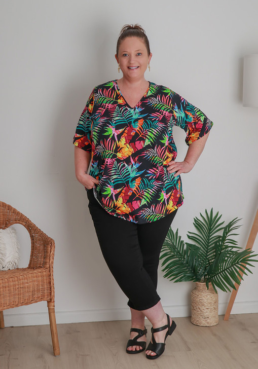 Plus Size Summer Cotton Palm Leaf Tee