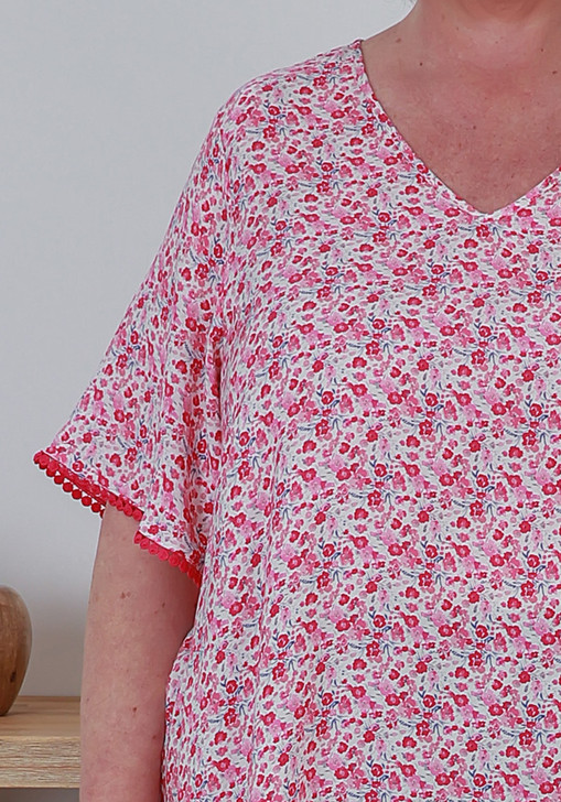 Plus size Summer Pink floral Tunic Curvaceous 