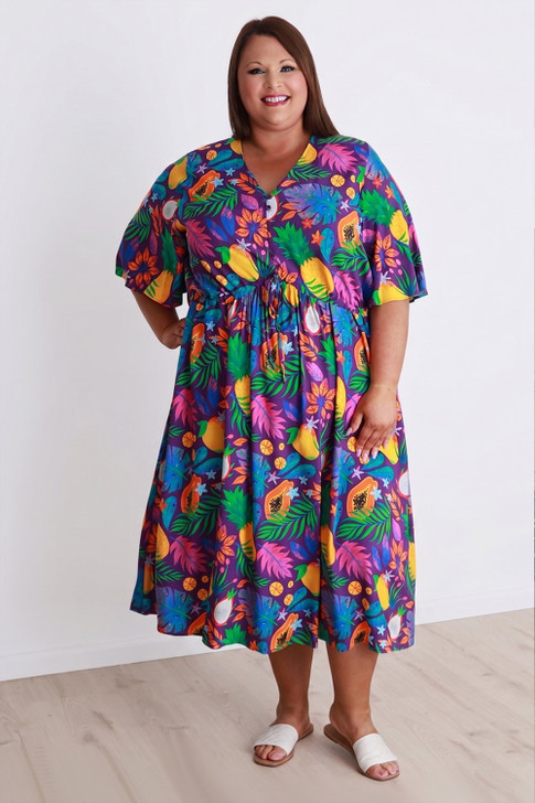 Peak Dress In Tropical Fruits