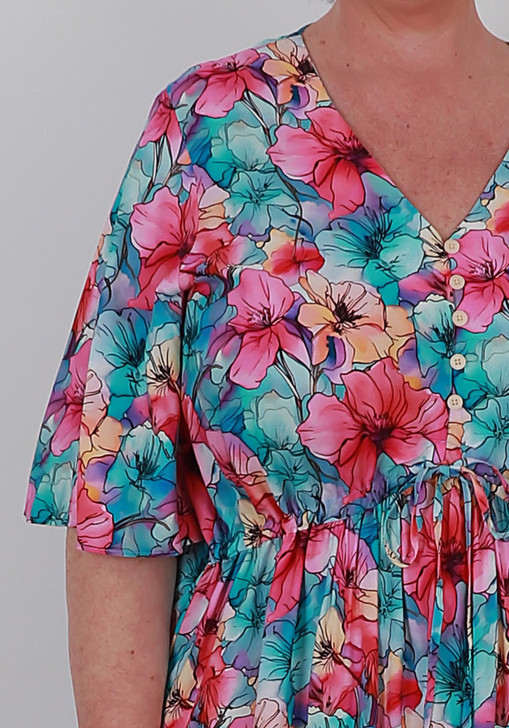 plus size summer floral peak dress 