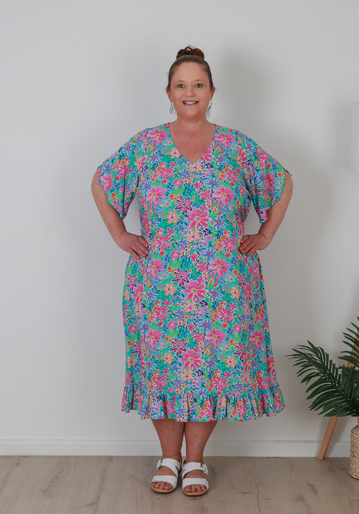 plus size summer floral short sleeve dress 