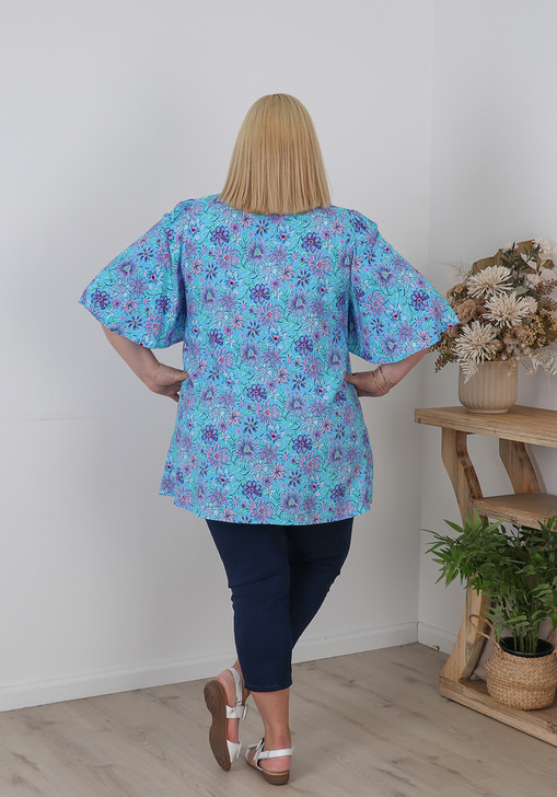 Plus Size Top In Blue Floral Curvaceous